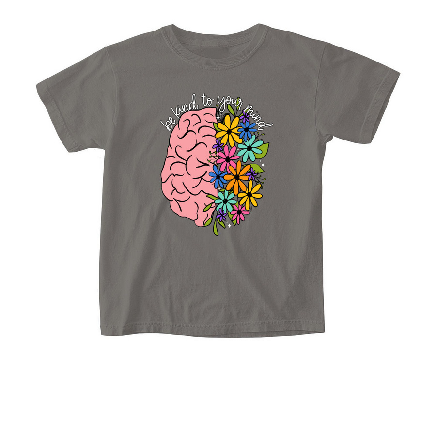 CMHAW: Be Kind to Your Mind, a Grey Comfort Colors Youth Tee