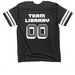 We're Team Library! | Football Jersey, a Vintage Smoke / White Football Jersey Tee (back-view)