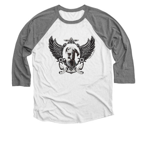 In Memory of Captain, a Premium Heather and Heather White 3/4 Sleeve Baseball Tee