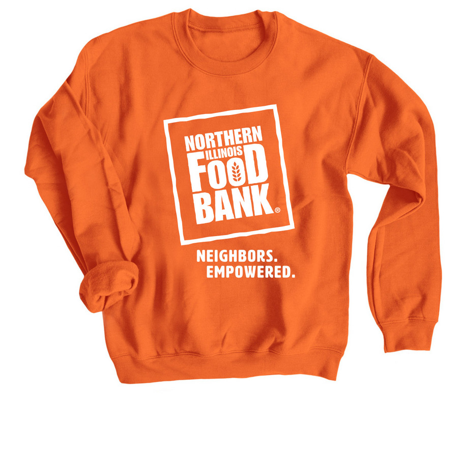 Neighbors. Empowered. Logo Apparel, a Orange Crewneck Sweatshirt