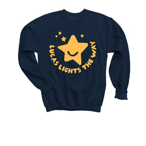 Lucas Lights The Way: Cancer Awareness -Youth, a Navy Youth Crewneck Sweatshirt