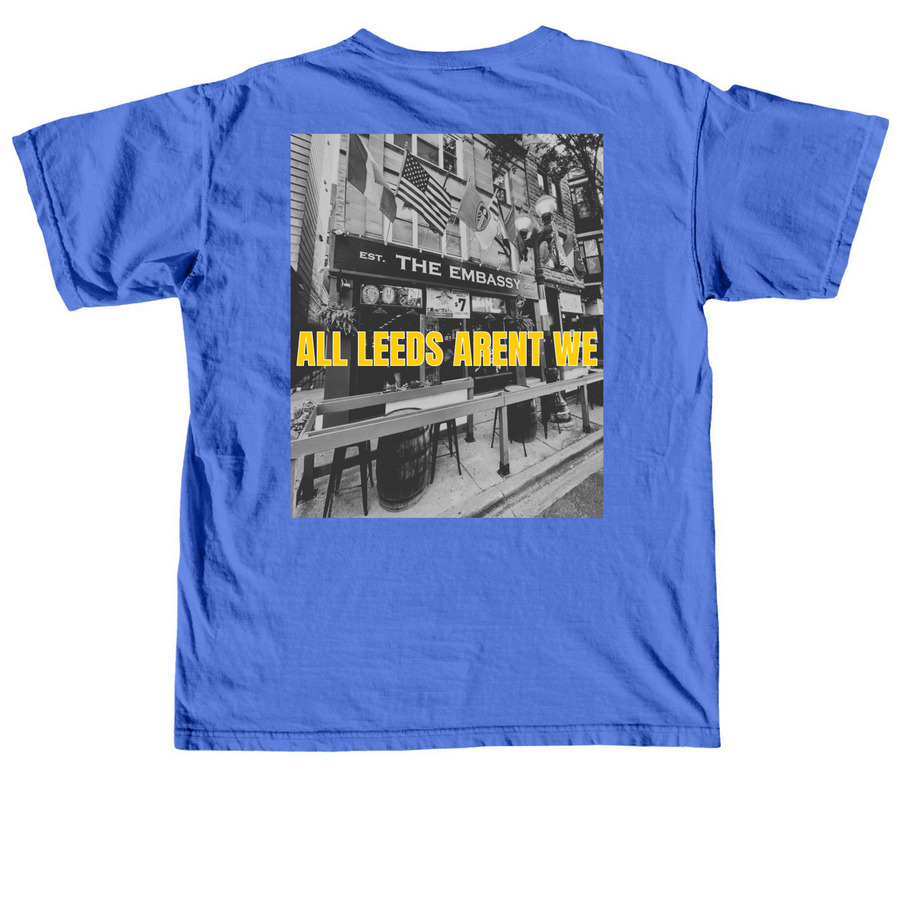 LEEDS UNITED CHICAGO, a Flo Blue Comfort Colors Unisex Tee (back-view)