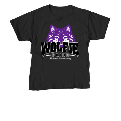Wolfie Pride Spirit Wear, a Black Youth Unisex Tee
