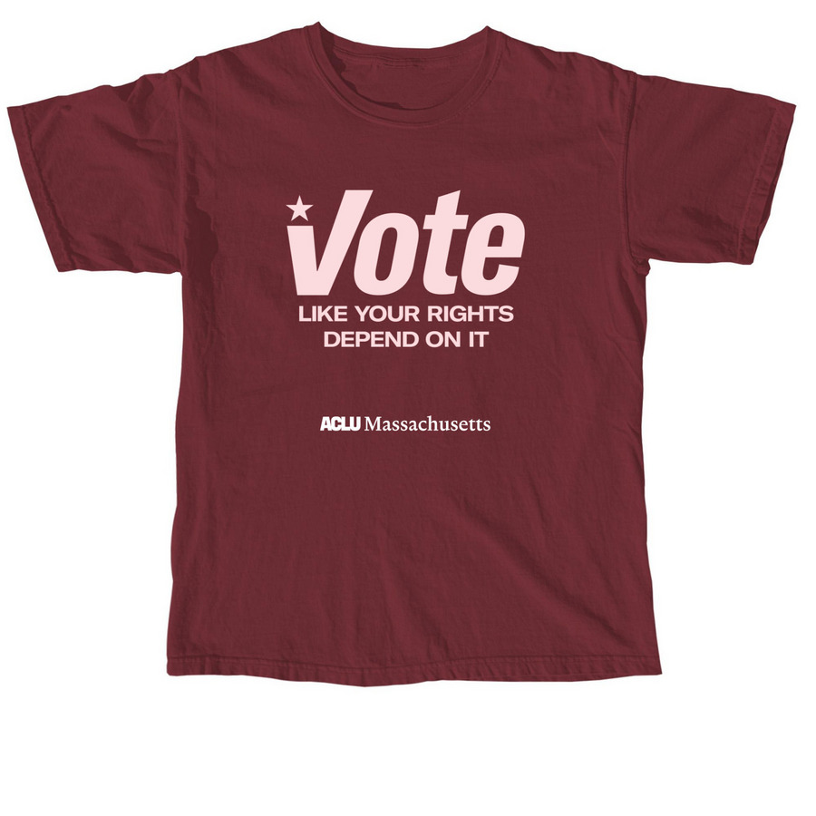 ACLUM Maroon Voting Rights T-Shirt, a Brick Comfort Colors Unisex Tee