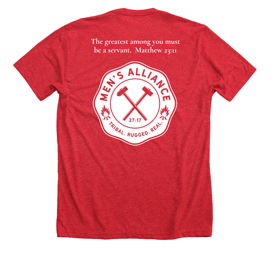 MMGA, a Heather Red Premium Unisex Tee (back-view)