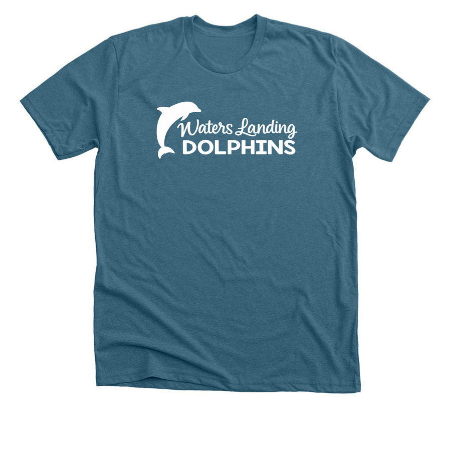 White Logo, a Heather Deep Teal Premium Unisex Tee