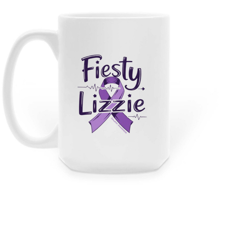 Fiesty Lizzie Accessories, a White Large Coffee Mug (back-view)