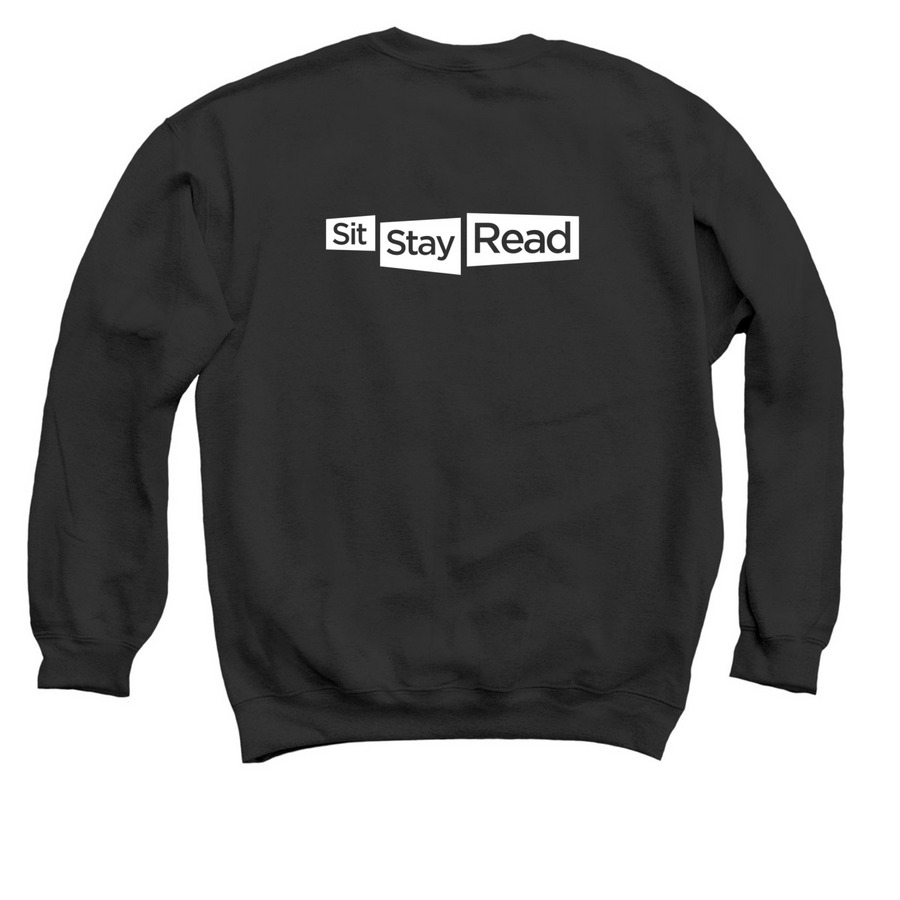 I LIKE BIG BOOKS, a Black Crewneck Sweatshirt (back-view)