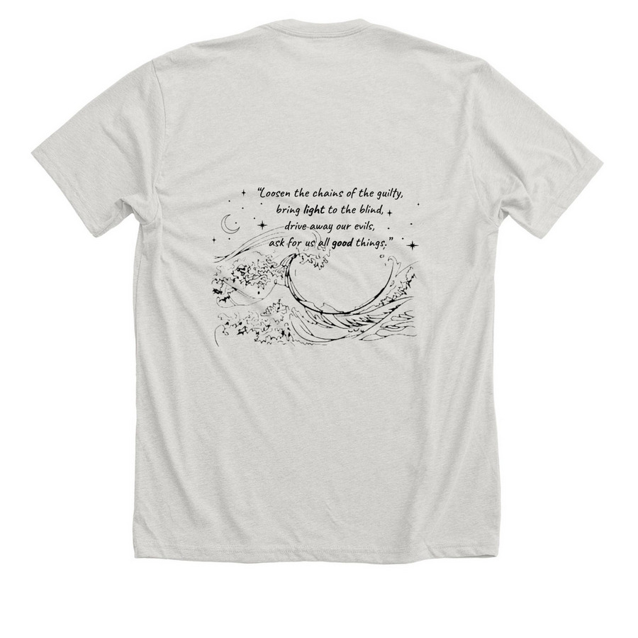 Hail, Star of the Sea (Aurora), a Heather Cement Premium Unisex Tee (back-view)