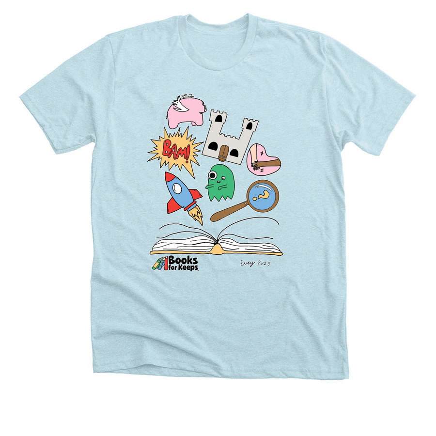 "A Little Pig With Wings" Tee, a Heather Ice Blue Premium Unisex Tee