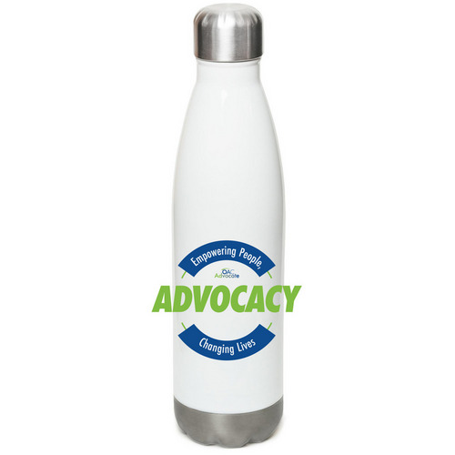 Empowering People, Changing Lives Bottle, a White Stainless Steel Water Bottle