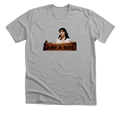 She's Just A Girl, a Athletic Heather Premium Unisex Tee