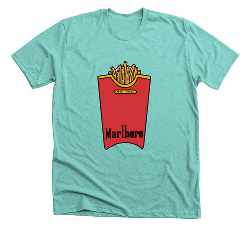 Marb Red Large Fry, a Heather Sea Green Premium Unisex Tee
