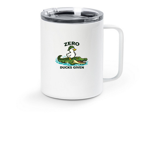 Zero Ducks Given Croc Edition Travel Mug, a White Stainless Steel Travel Mug