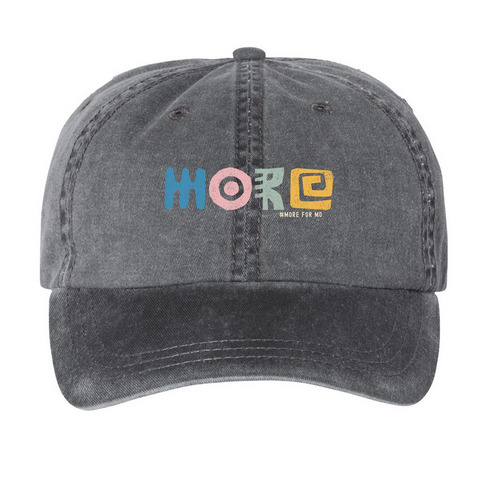 More for Mo, a Black Printed Pigment Dye Baseball Cap