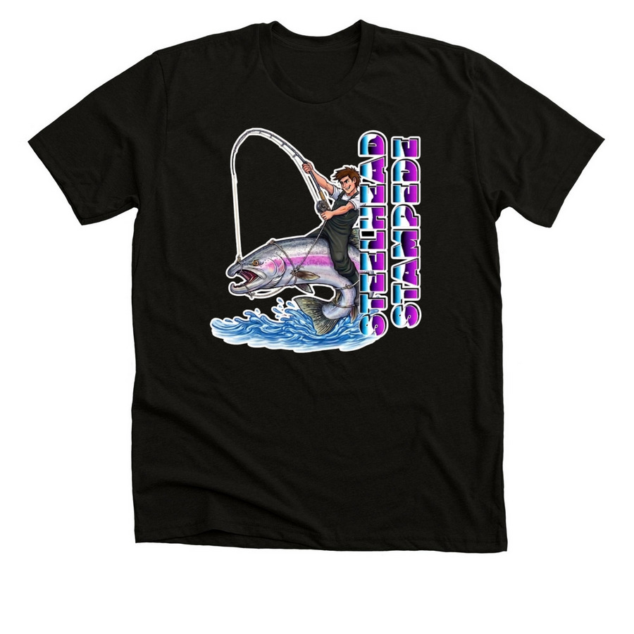 Steelhead Stampede - M, a Solid Black Blend Premium Unisex Tee