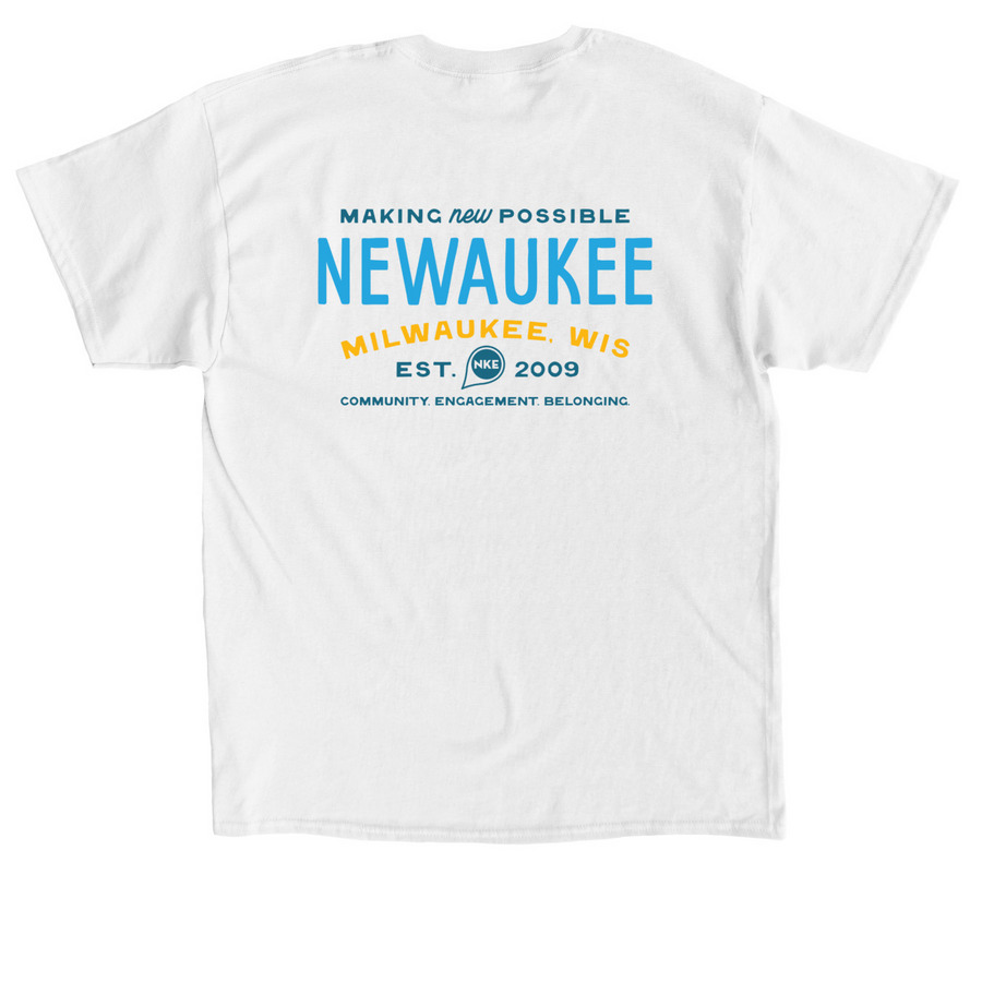 NEWaukee Merch - Light Colors, a White Classic Unisex Tee (back-view)
