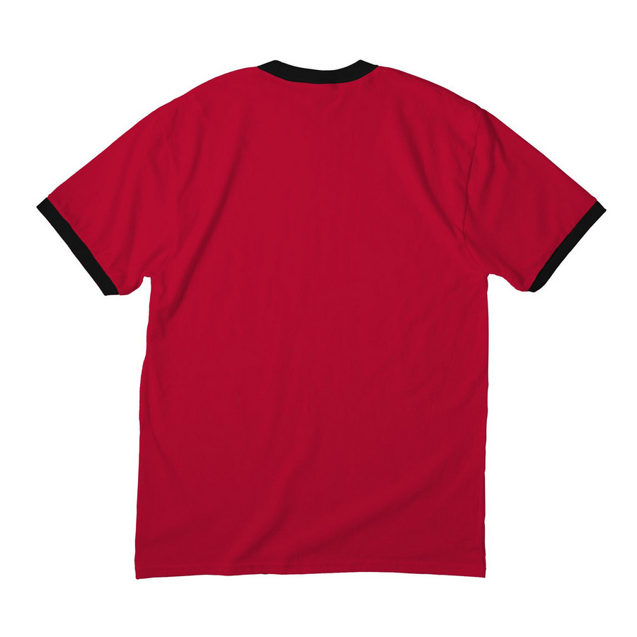 Adult - ADPC Black Logo Shirts (Cotton), a Red/ Jet Black Cotton Ringer Tee (back-view)