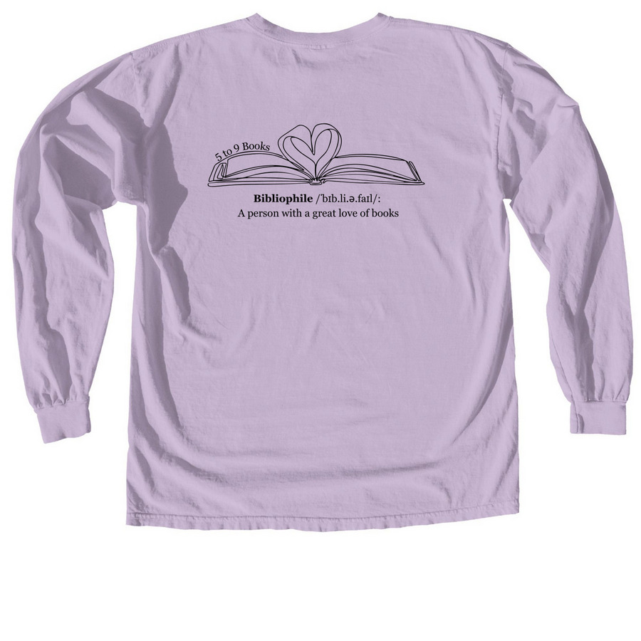 Bibliophile, a Orchid Comfort Colors Long Sleeve Tee (back-view)
