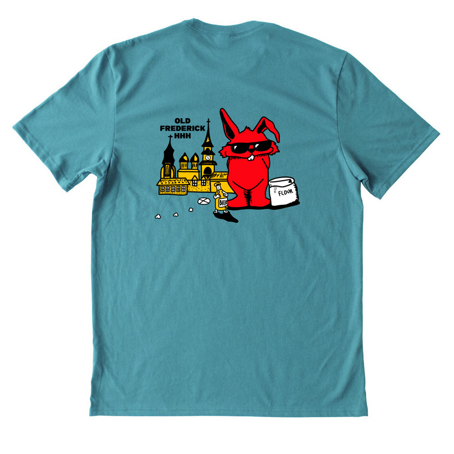 OFH3 Logo On Back, a Oceanic Teal Allmade Heavyweight Recycled Cotton Tee (back-view)