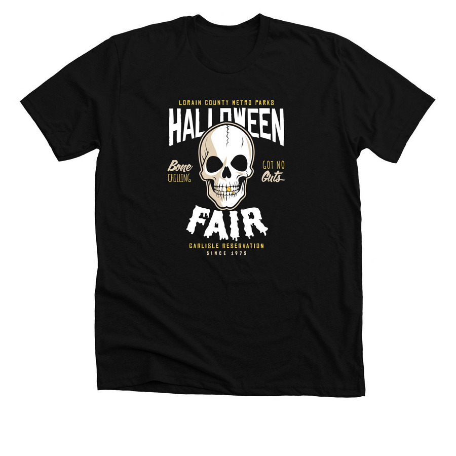 Halloween Fair: Skeleton, a Solid Black Blend Premium Unisex Tee