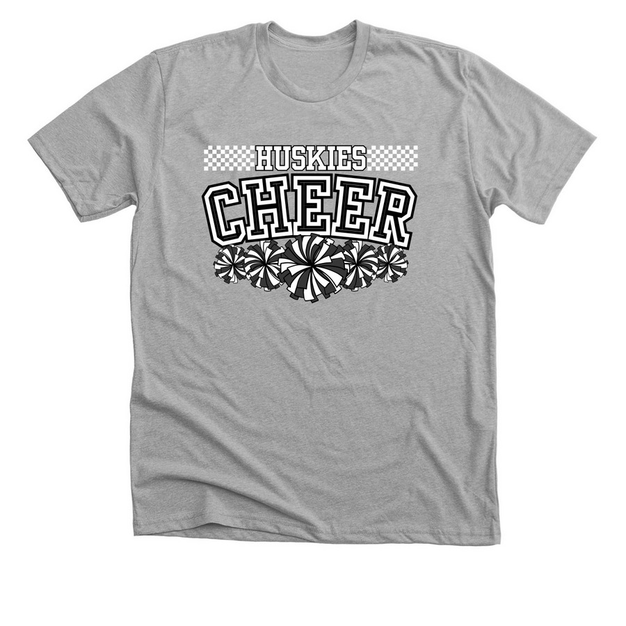 EPJ Huskies - Cheer Checkerboard Black/White, a Athletic Heather Premium Unisex Tee