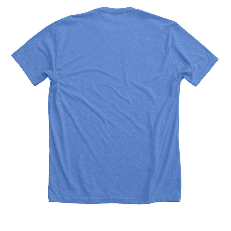 White Logo Tees&nbsp;, a Heather Columbia Blue Premium Unisex Tee (back-view)