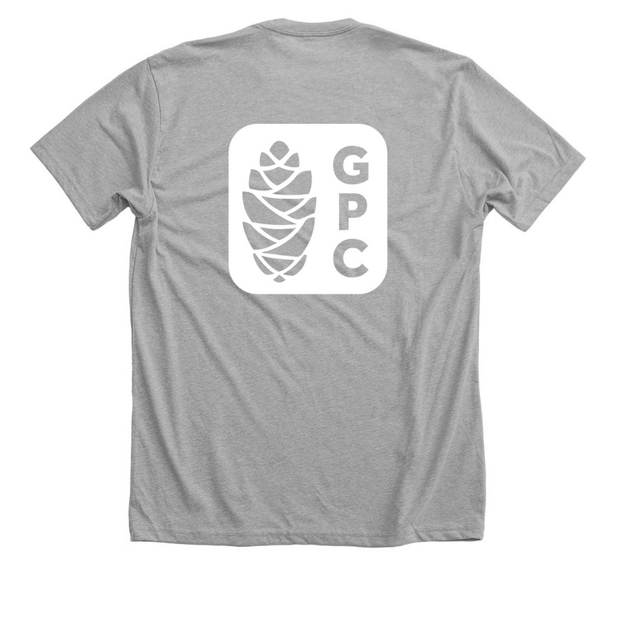 White Logo Shirts, a Athletic Heather Premium Unisex Tee (back-view)