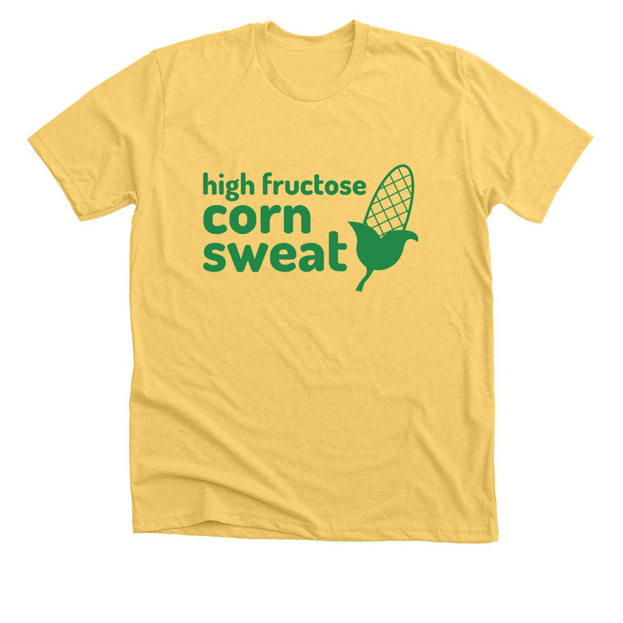 High Fructose Corn Sweat 2026 - GREEN, a Heather Yellow Gold Premium Unisex Tee