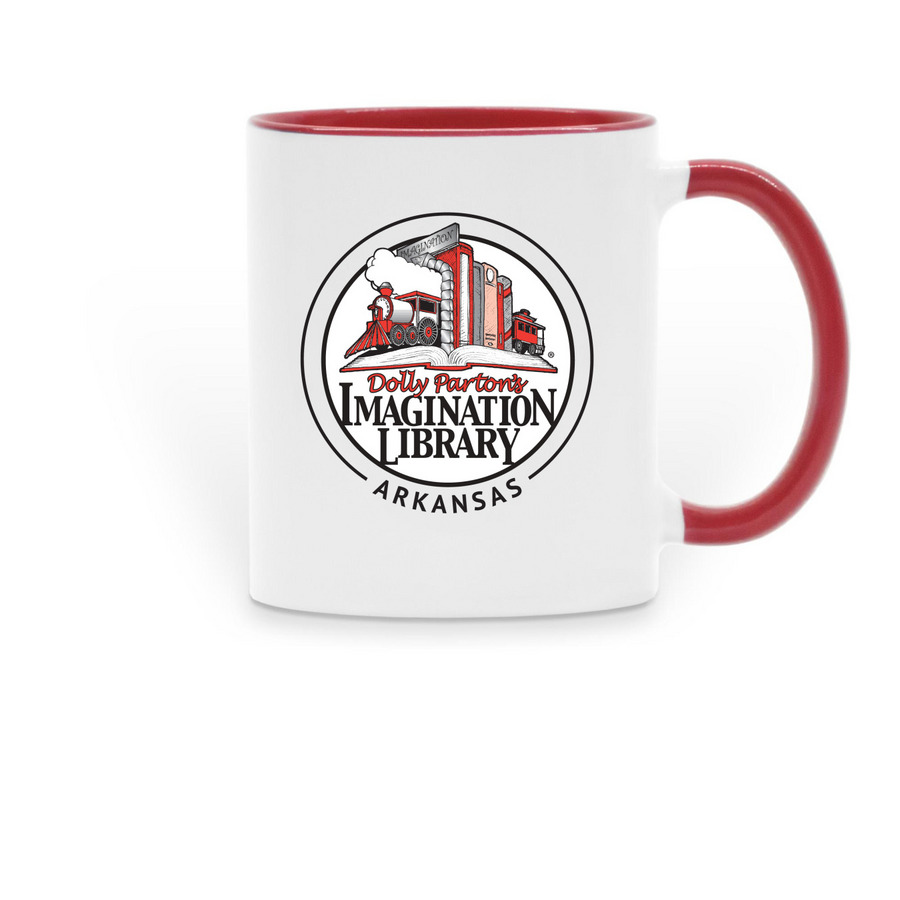 Arkansas Imagination Library Coffee Mug, a Red Two-Tone Ceramic Mug