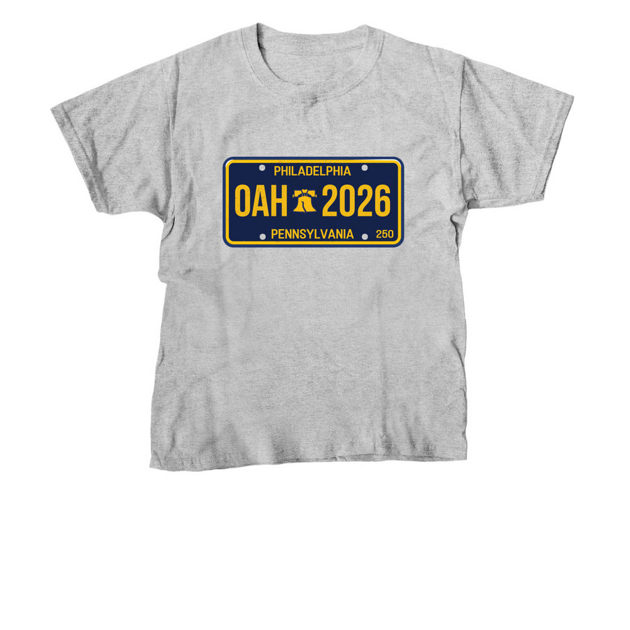 Philadelphia Retro License Plate Tee, a Sport Grey Youth Unisex Tee