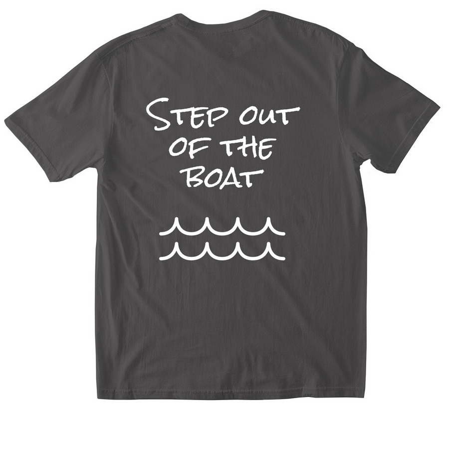 Out of the Boat, a Charcoal Softstyle Cotton Tee (back-view)