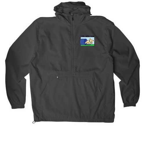 Small Full Color Logo: Windbreaker, a Graphite Packable Anorak