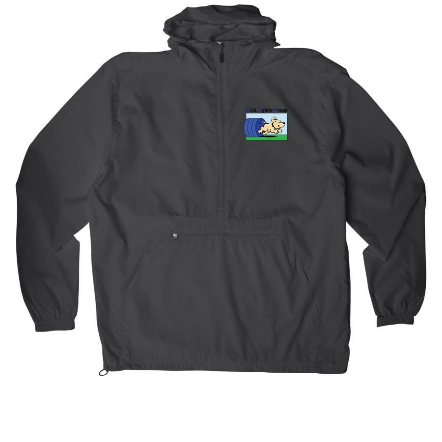 Small Full Color Logo: Windbreaker, a Graphite Packable Anorak