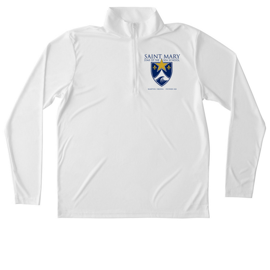 Light Activewear Half-Zip, a White Unisex Performance Quarter Zip Pullover