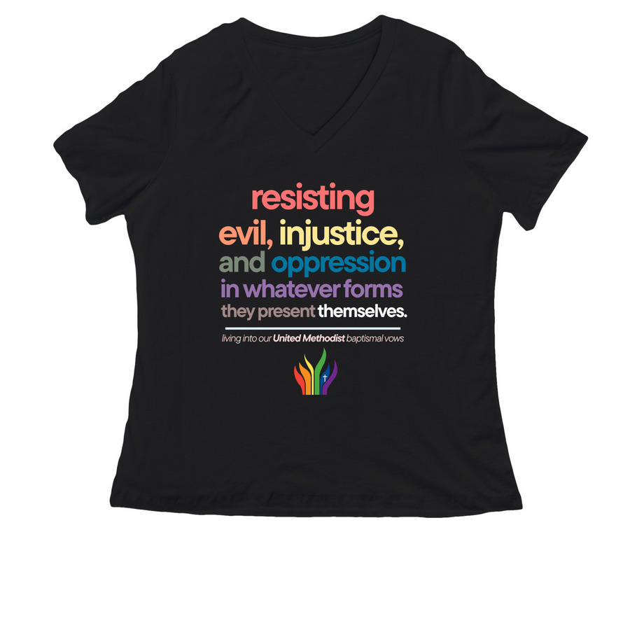 RMN | UMC Baptismal Vows, a Black Women's Relaxed V-Neck Tee