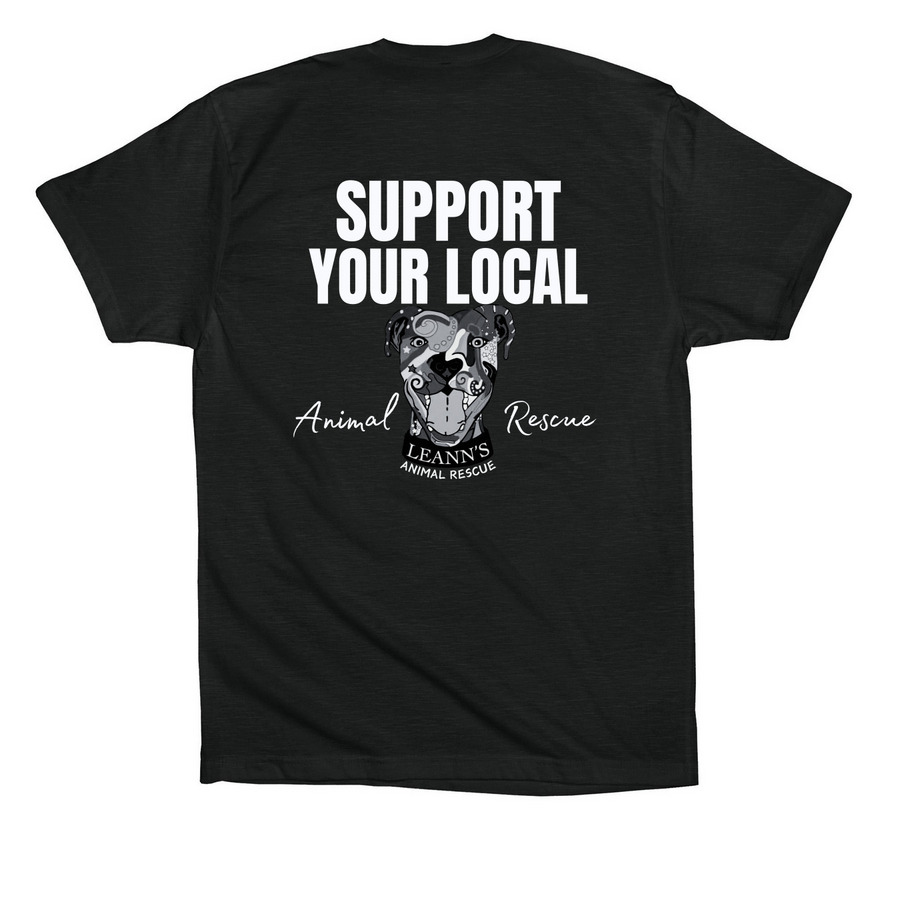 Support Your Rescue, a Vintage Black Premium Cotton Tee (back-view)