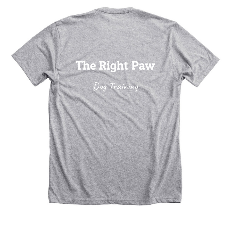 The Right Paw Merch, a Athletic Heather Premium Unisex Tee (back-view)
