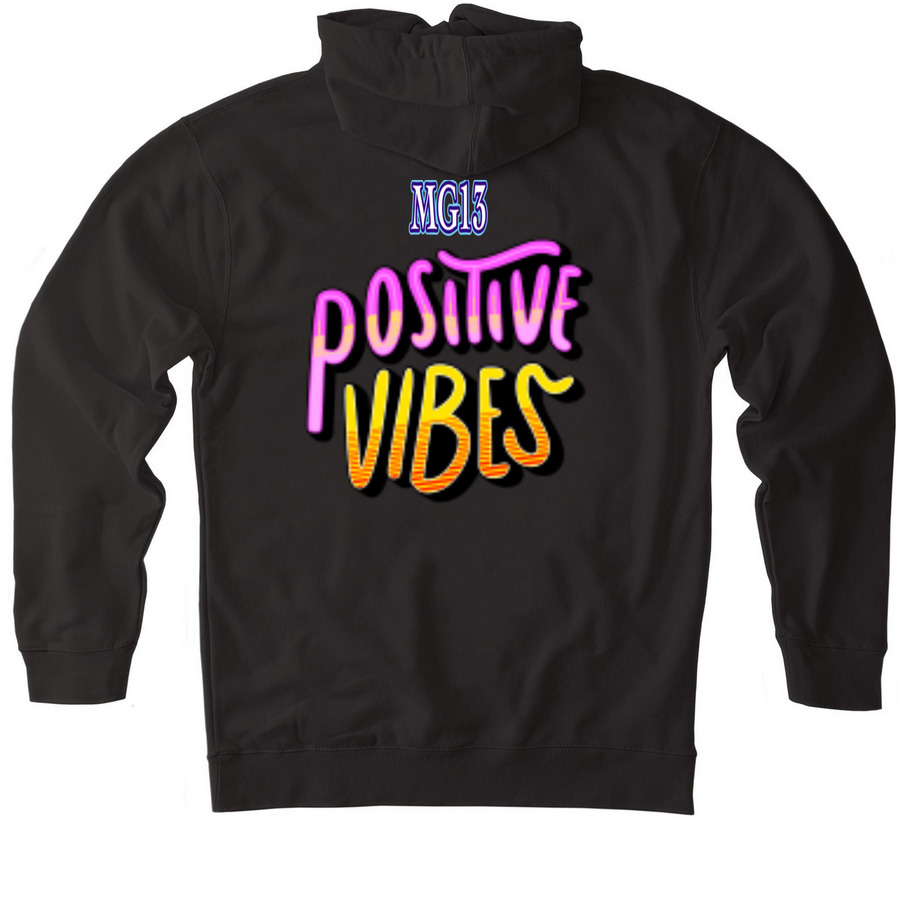Good Vibes Only Side Logo Hoodie, a Black Heavyweight Pullover Hoodie (back-view)