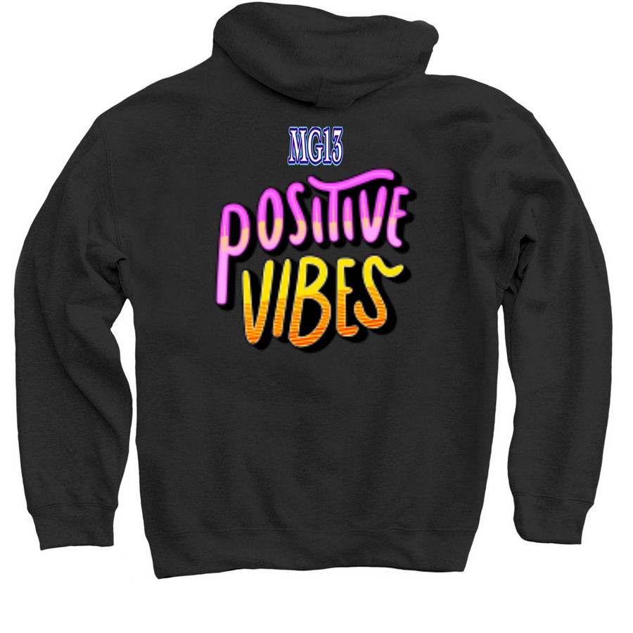 Good Vibes Only Side Logo Hoodie, a Black Pullover Hoodie (back-view)