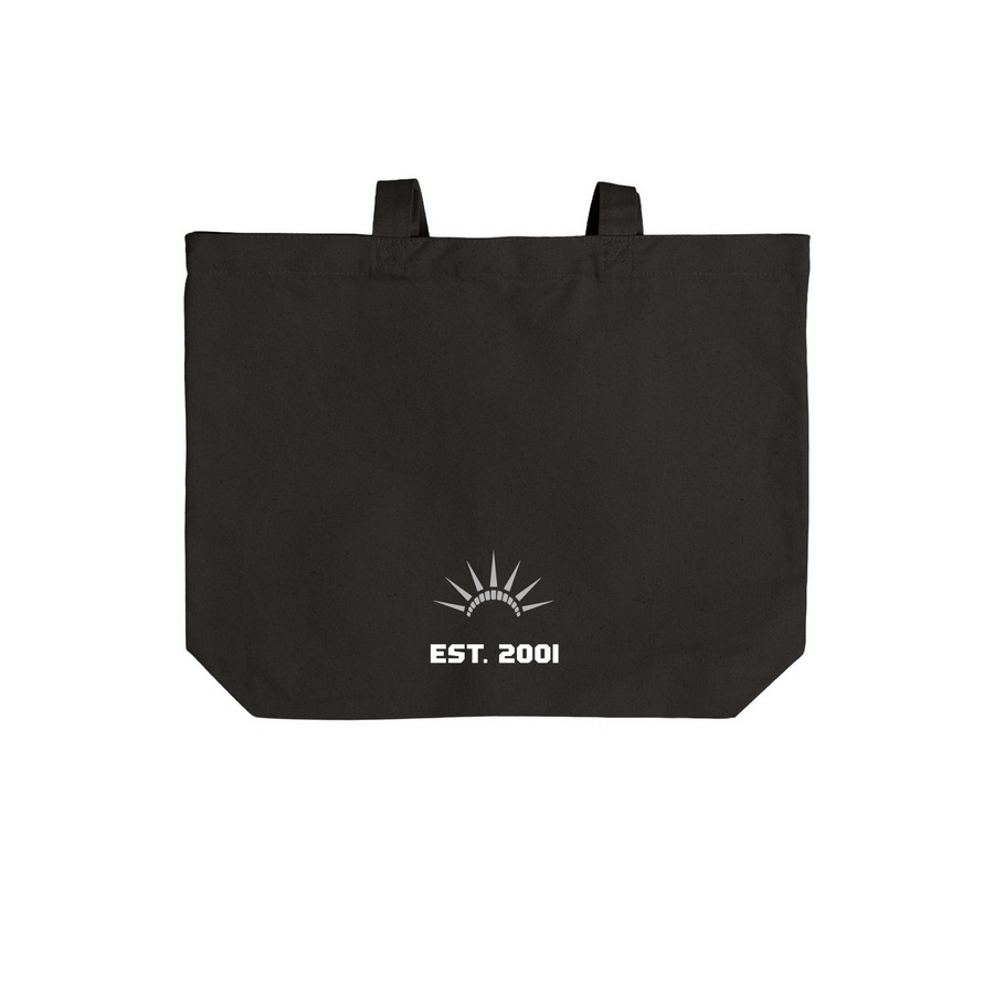 Cheer New York 25th Anniversary Tote, a Deep Black Cotton Canvas Tote Bag (back-view)
