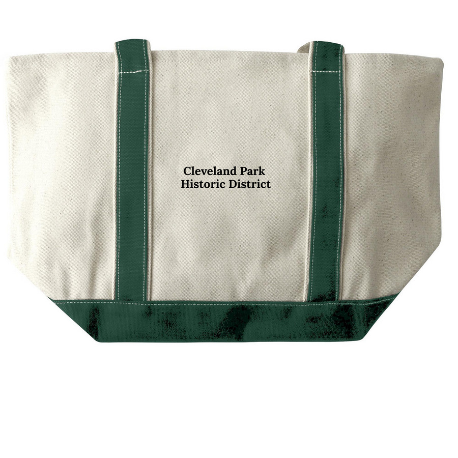 Uptown Theater Tote Bag, a Natural/Forest Large Two-Tone Canvas Tote Bag (back-view)