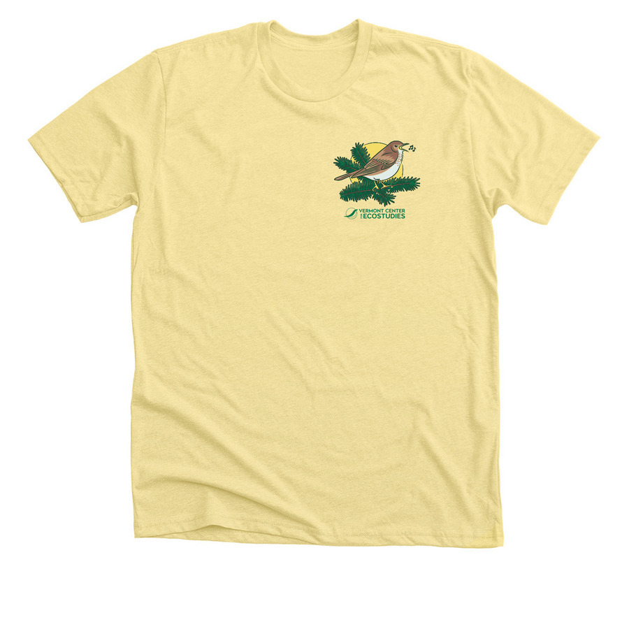 Bit O' Balsam for Bicknell's Thrush, a Heather Yellow Gold Premium Unisex Tee