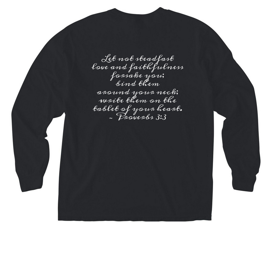Write Scripture on Your Heart, a Black Comfort Colors Long Sleeve Pocket Tee (back-view)