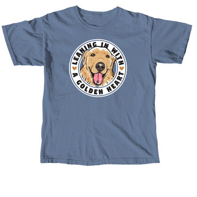 Leaning in with a golden heart, a Blue Jean Comfort Colors Unisex Tee