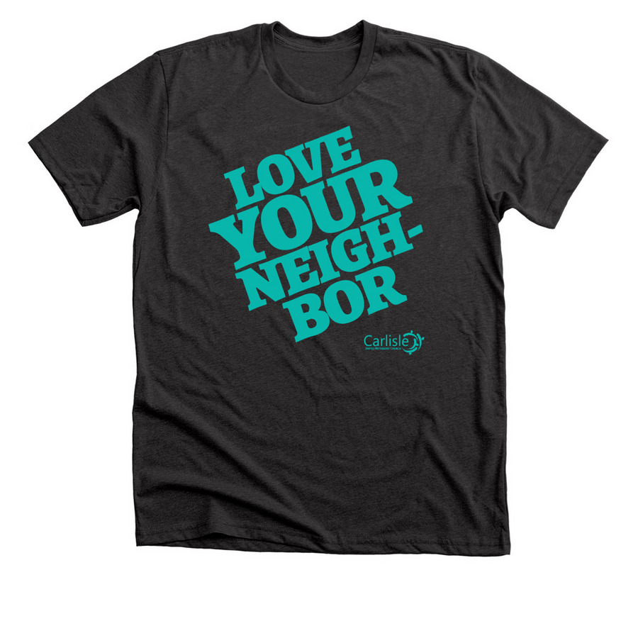 Love Your Neighbor No Exceptions, a Dark Grey Heather Premium Unisex Tee