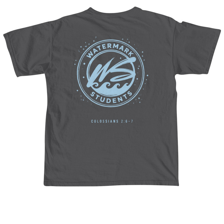 Watermark Students | Rooted (Light Logo), a Pepper Comfort Colors Unisex Tee (back-view)