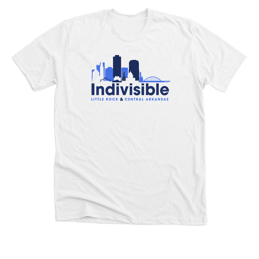 Indivisible Little Rock and Central Arkansas, a Solid White Blend Premium Unisex Tee