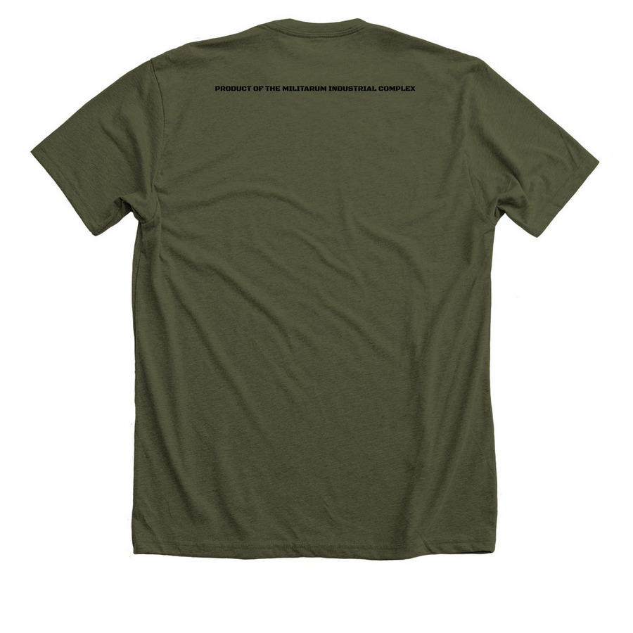 KANTRAEL DEFENSE, a Heather Military Green Premium Unisex Tee (back-view)