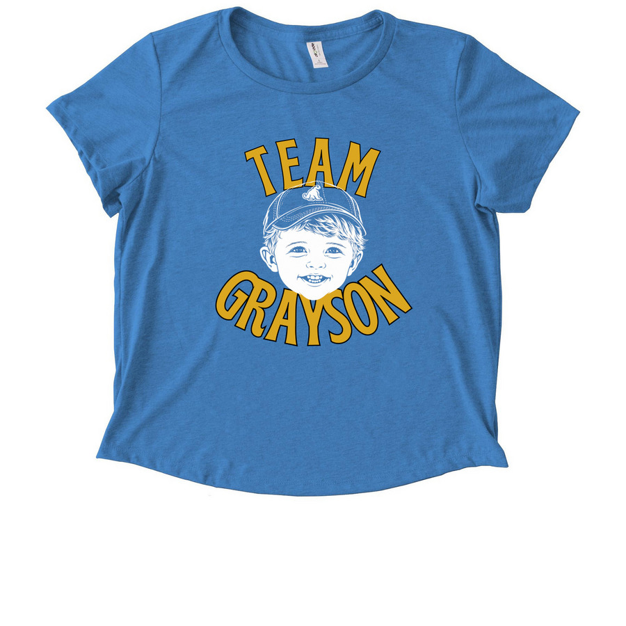 Team Grayson, a Azure Blue Allmade Eco Triblend Women?s Scoop Neck Tee